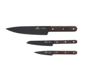 Knivset "Phenix", svart/trä, 3 delar