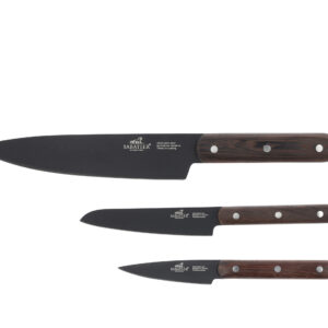 Knivset "Phenix", svart/trä, 3 delar