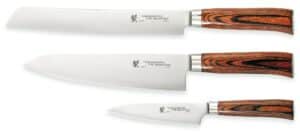 Knivset 3-delar "San", kockkniv 210 mm, tandad brödkniv 230 mm, skalkniv 120 mm