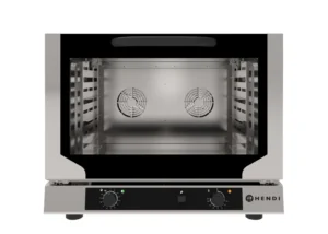 HENDI bageriugn med plats för 4 st 600x400 mm-plåtar, manuell fuktinjektion och dubbelglasad dörr. Kompakt och robust modell för professionell bakning.