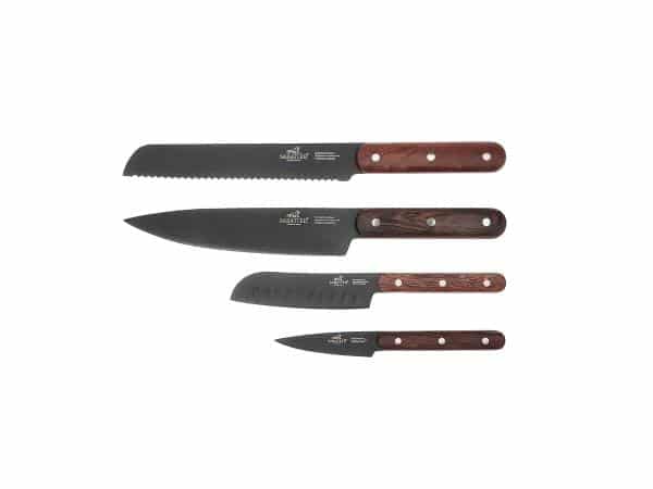 Phenix Knivset 4 delar Svart/Trä