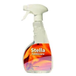 Stella Fettlösare 0.5l, 6-pack, transparent flaska med orange etikett.