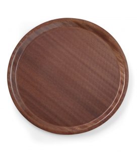 Rund serveringsbricka, non-stick, laminerad mahogany, Ø380 x (h) 15mm.