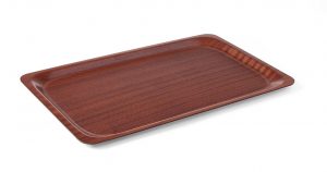 Rektangulär serveringsbricka, non-stick, laminerad mahogany.