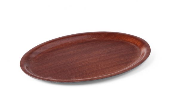 Oval serveringsbricka, non-stick, laminerad mahogany.