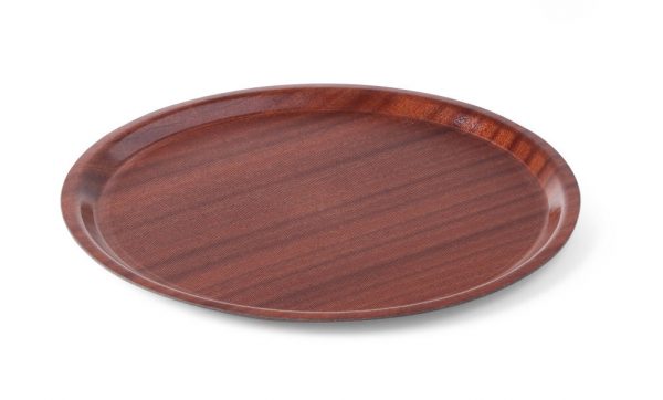 Rund serveringsbricka, non-slip, laminerad mahogany, Ø380 x (h) 15mm - Bild 2