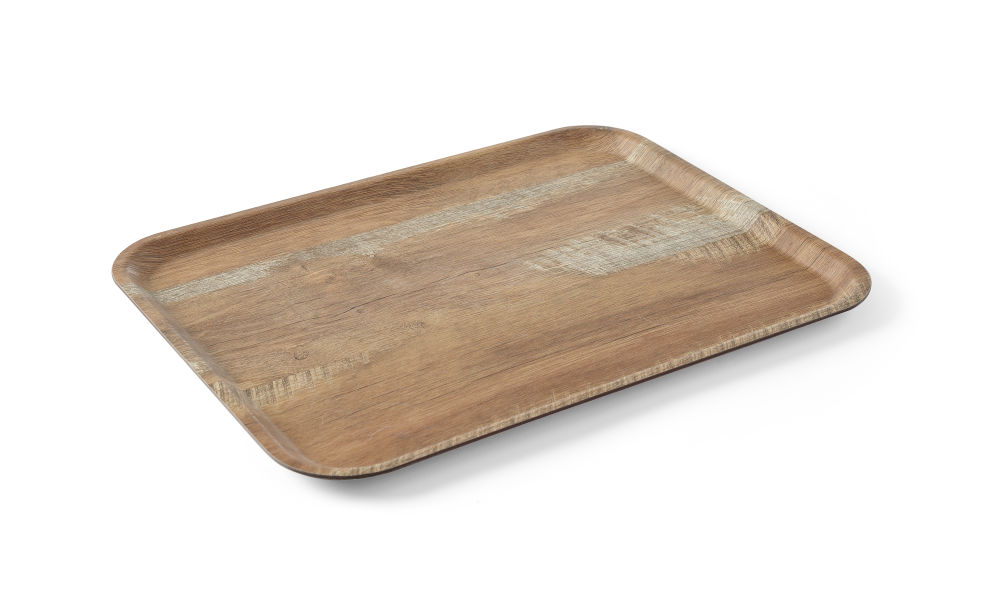 Rektangulär serveringsbricka, non-slip, melaminlaminat trä - 240x350mm