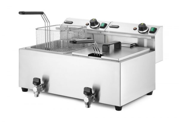 Fritös med tapp 2 x 8l "Profi Line", 230V / 3500W, 605 x 515 x (h) 350mm - Bild 2