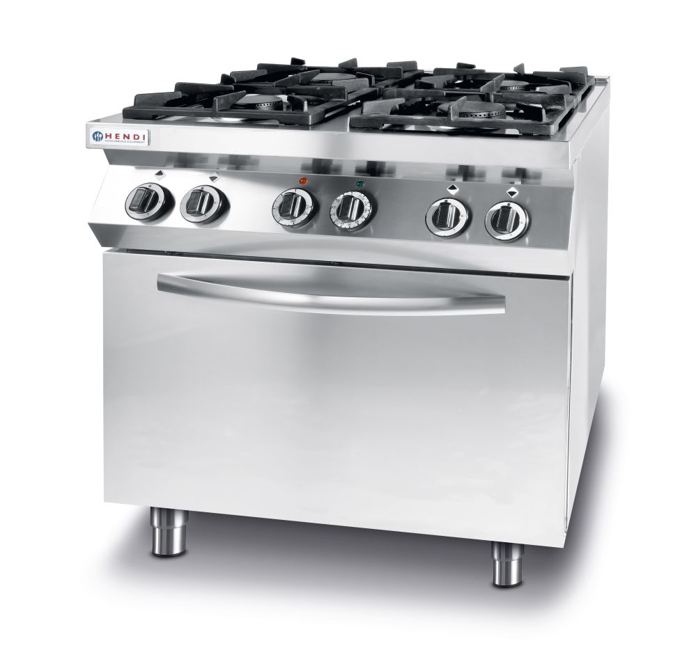 Gasspis med 4 brännare och elektrisk ugn GN 1/1 "Kitchen Line", 230V / 3000W, 19kW, 800 x 700 x (h) 900mm