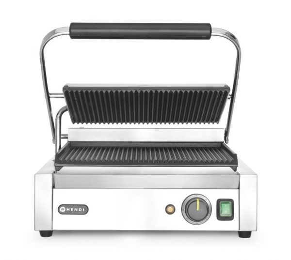 Klämgrill "Panini", räfflad topp och botten, 230V / 2200W, 430 x 370 x (h) 210mm.