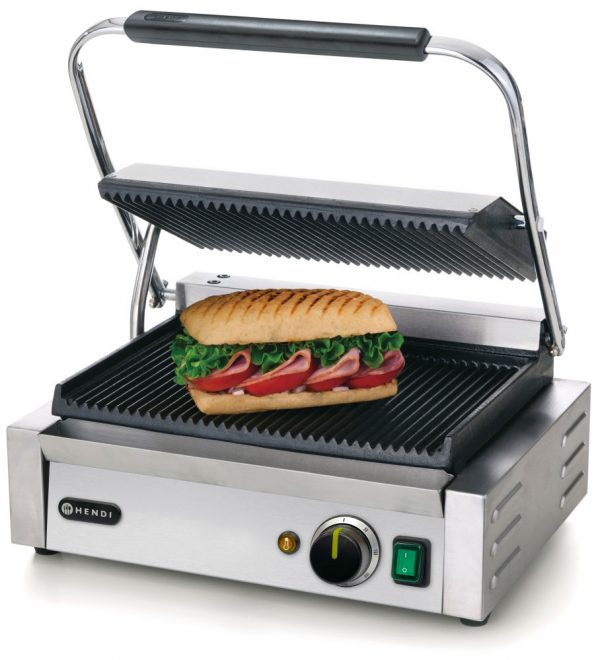 Klämgrill "Panini", räfflad topp och botten, 230V / 2200W, 430 x 370 x (h) 210mm - Bild 2