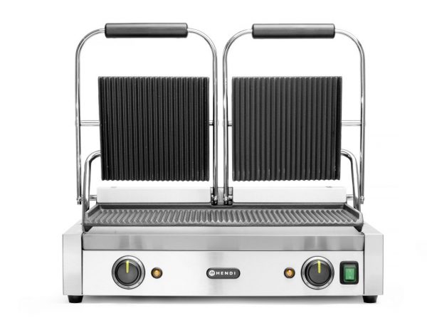 Klämgrill dubbel, räfflad topp och botten, 230V / 3600W, 570 x 370 x (h) 210mm.