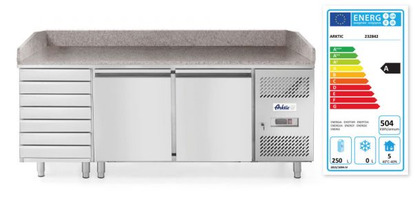 Kylbänk med två dörrar, kyl & frys samt 7 lådor, 250l, 230V / 250W, 2010 x 800 x (h) 1000mm - Bild 2