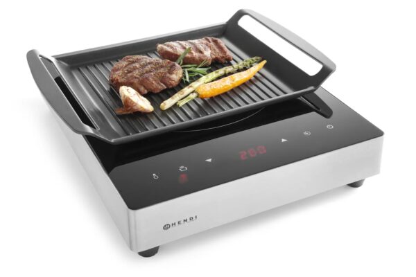 Räfflad grillpanna för induktionshällar, aluminium, 390 x 260 x (h) 35 mm - Bild 4