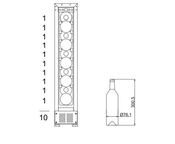 mQuvée Inbyggbar vinkyl - WineCave 700 15S Rostfritt stål - 10 flaskor - Bild 5