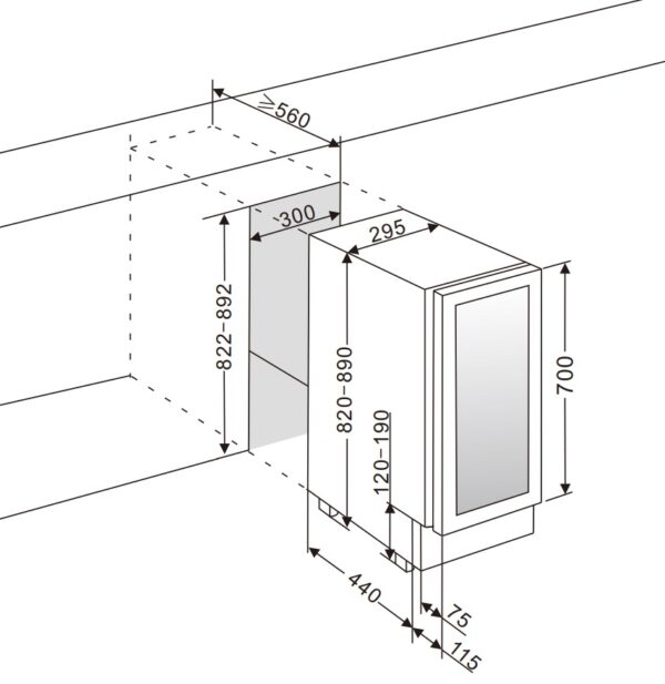 mQuvée Inbyggbar vinkyl - WineCave 700 30D Antracit Svart - 16 flaskor - Bild 9