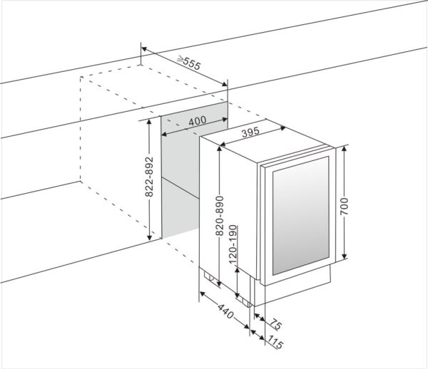 mQuvée Inbyggbar vinkyl - WineCave 700 40D Antracit Svart - 29 flaskor - Bild 6