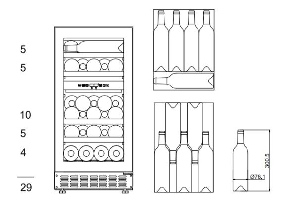 mQuvée Inbyggbar vinkyl - WineCave 700 40D Antracit Svart - 29 flaskor - Bild 5