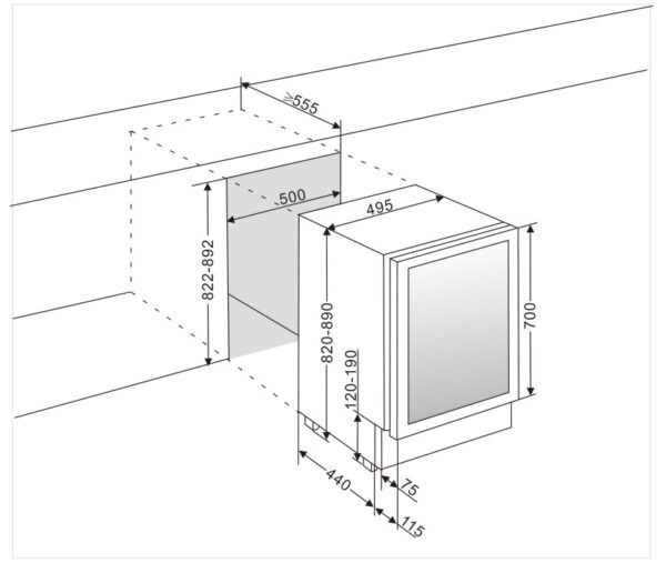 mQuvée Inbyggbar vinkyl - WineCave 700 50D Antracit Svart - 39 flaskor - Bild 6