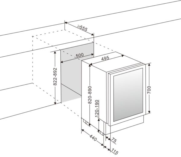 mQuvée Inbyggbar vinkyl - WineCave 700 50D Rostfritt stål - 39 flaskor - Bild 6