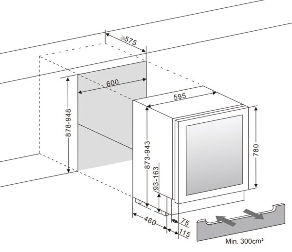 mQuvée Inbyggbar vinkyl - WineCave 780 60D Antracit Svart - 45 flaskor - Bild 8