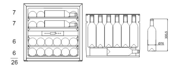 mQuvée Integrerbar vinkyl - WineKeeper 25D - Push-Pull Helglasad Svart - 26 flaskor - Bild 6