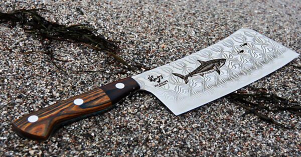 Slaktarkniv/Klyvkniv i Damaskusstål – Be a Shark I. Limited Edition - Bild 3