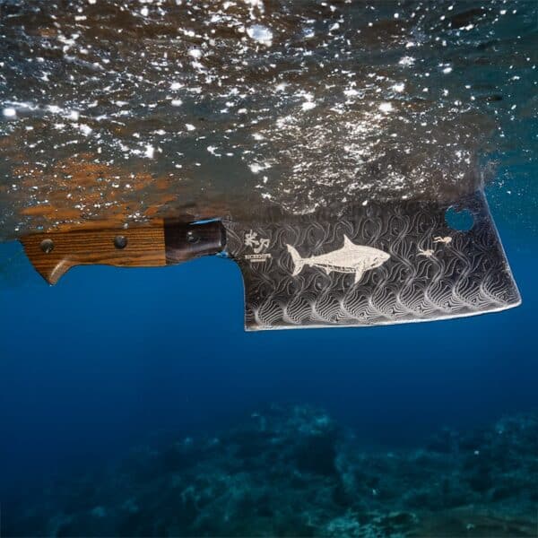 Slaktarkniv/Klyvkniv i Damaskusstål – Be a Shark I. Limited Edition - Bild 2