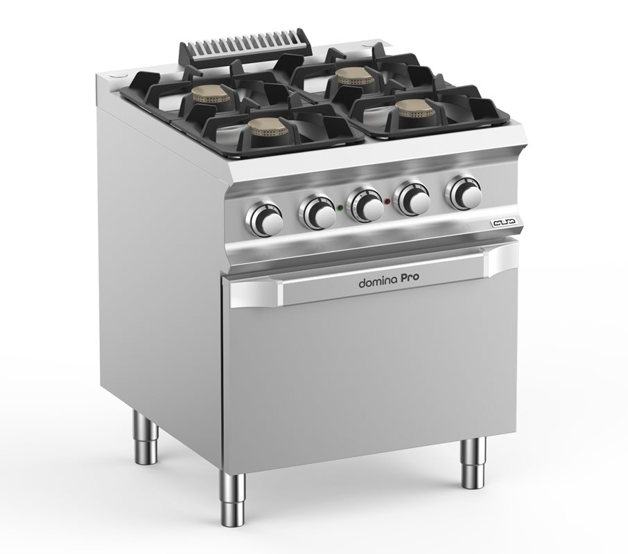 Gasspis med 4 brännare och ugn "Domina Pro 700”, Golvmodell - 5.5 kW - El - Ventilerad