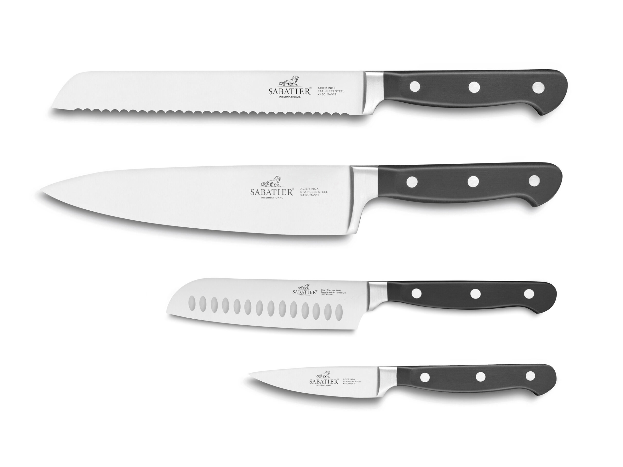 Pluton Knivset 4 delar Stål/Svart
