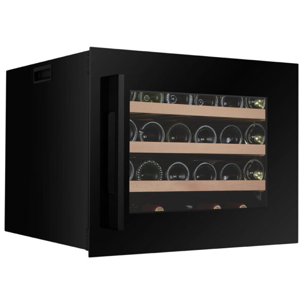 Dunavox JOY-24 helintegrerad vinkyl med LED-display och trähyllor